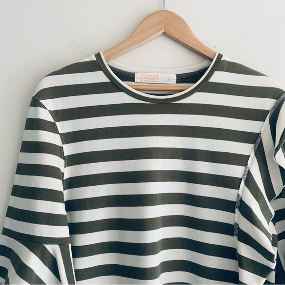 COOP by Frelise Cooper Khaki White Stripe Knee Length T Shirt Dress Women's SM - Picture 6 of 16